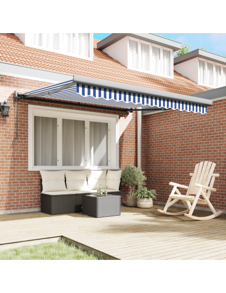 Tenda Retrattile Automatica Blu e Bianca 300x250 cm