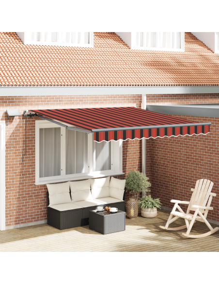 Tenda Retrattile Manuale con LED Arancione e Marrone 300x250 cm