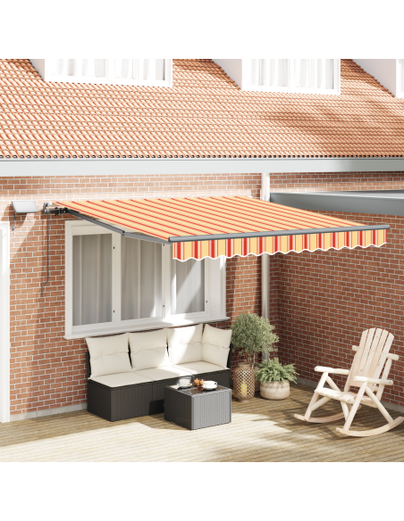 Tenda Retrattile Manuale con LED Gialla e Arancione 300x250 cm