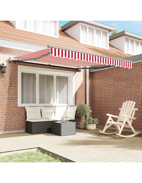 Tenda Retrattile Automatica Rossa e Bianca 300x250 cm