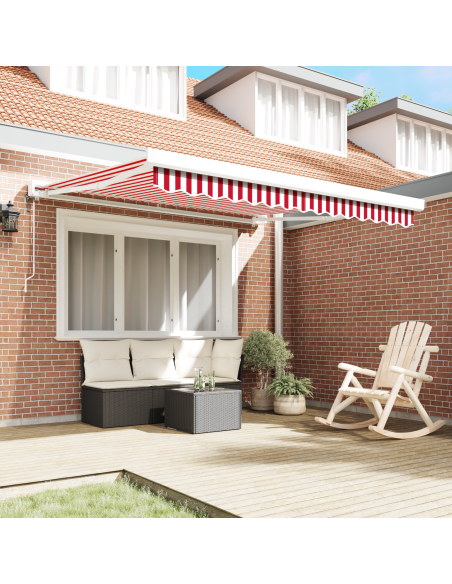 Tenda Retrattile Automatica a Righe Rosse e Bianche 300x250 cm