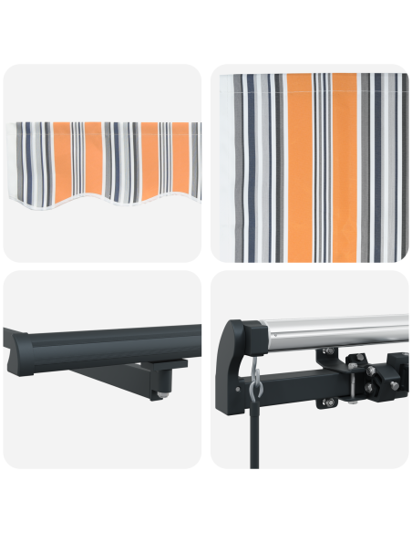 Tenda retrattile manuale multicolore a strisce 350x250 cm