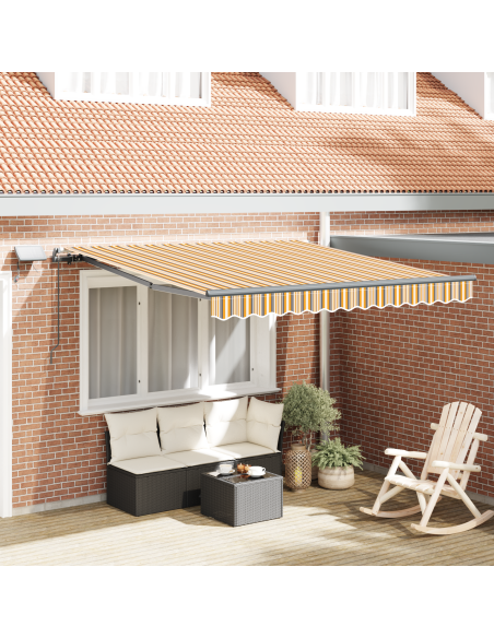 Tenda Retrattile Manuale con Striscia LED Multicolore 350x250 cm