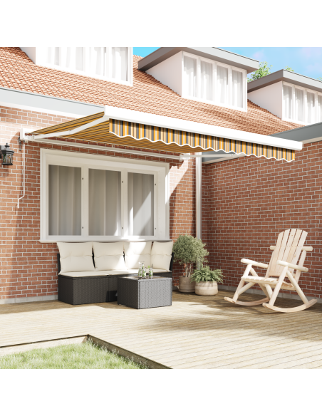 Tenda retrattile manuale a strisce multicolore 350x250 cm