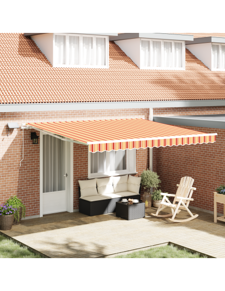 Tenda Retrattile Manuale con LED Gialla e Arancione 400x300 cm