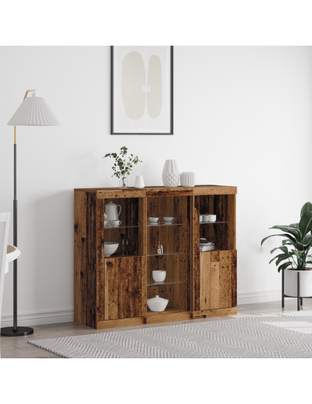 Mobiletto con Luci LED Legno Antico 123x37x100 cm Legno Ingegnerizzato