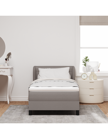 Letto Box Spring con Materasso - Tortora - 90x200 cm - Tessuto