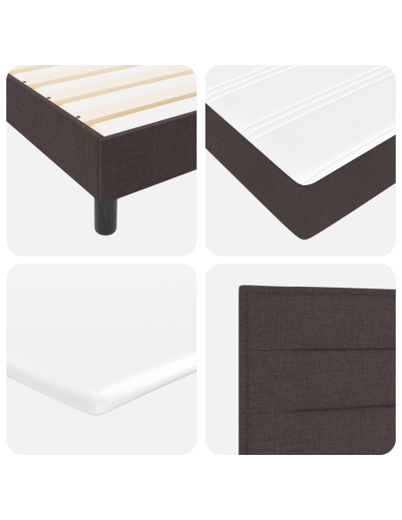 Letto Box Spring  con Materasso Marrone Scuro 100x200 cm in Tessuto