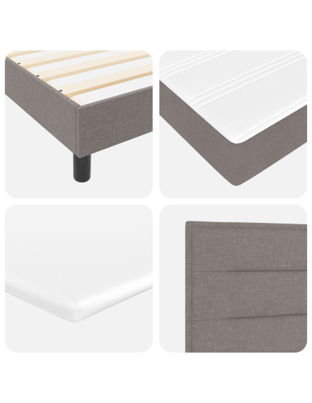 Letto Box Spring con Materasso Tortora 100x200 cm Tessuto