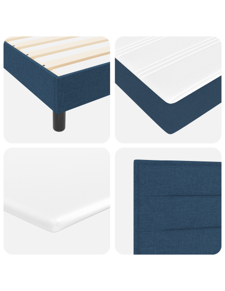 Letto Box Spring con Materasso Blu 140x190 cm in Tessuto