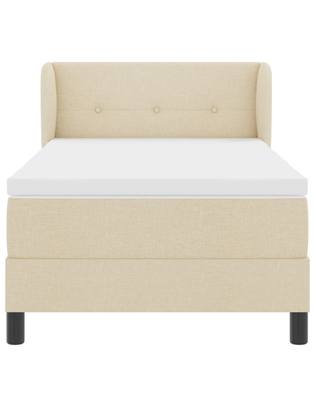 Letto Box Spring con Materasso Crema 100x200 cm Tessuto