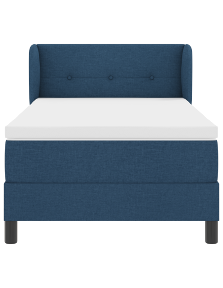 Letto con Rete a Molle e Materasso Blu 100x200 cm Tessuto