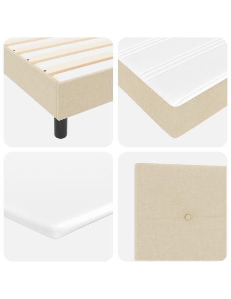 Letto con Box Spring e Materasso Panna 140x200 cm Tessuto