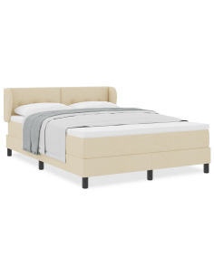 Letto a molle con materasso Crema 140 x 200 cm Tessuto 2