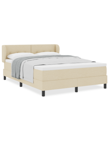 Letto a molle con materasso Crema 140 x 200 cm Tessuto