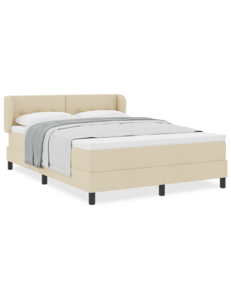 Letto con Box Spring e Materasso Panna 140x200 cm Tessuto