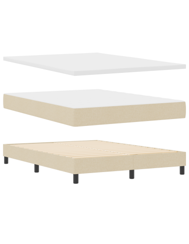 Letto a molle con materasso Crema 140 x 200 cm Tessuto
