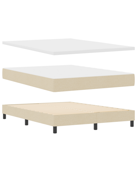 Letto con Box Spring e Materasso Panna 140x200 cm Tessuto
