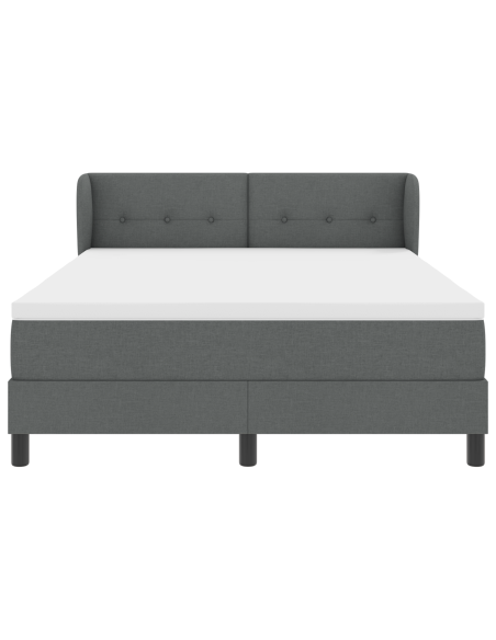 Letto Box Spring  con Materasso Grigio Scuro 160x200 cm in Tessuto