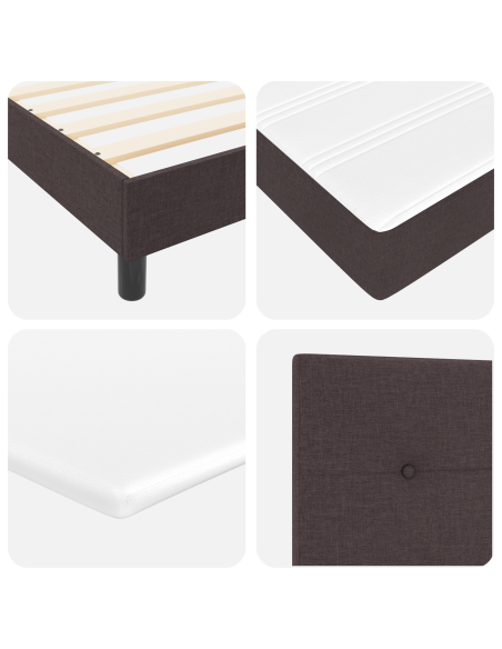 Letto con rete a doghe e materasso  Marrone Scuro 160x200 cm Tessuto