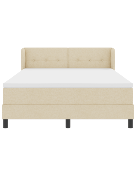 Letto a Box con Materasso Crema 160x200 cm Tessuto
