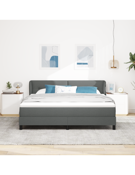 Letto a Rete con Materasso Grigio Scuro 180x200 cm in Tessuto