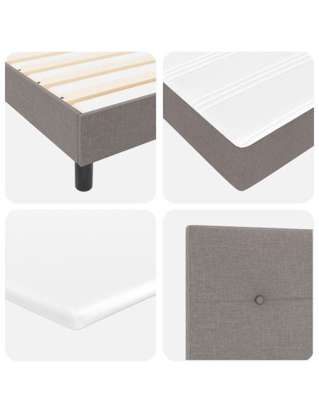 Letto a Molle con Materasso Grigio Chiaro 80x200 cm Tessuto Set di 5
