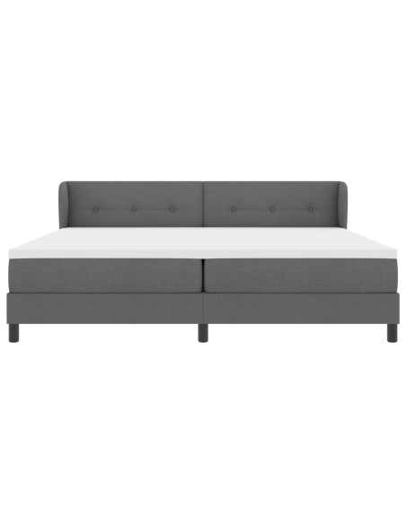 Letto con Rete e Materasso Grigio Scuro 200x200 cm in Tessuto