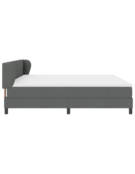 Letto con Rete e Materasso Grigio Scuro 200x200 cm in Tessuto