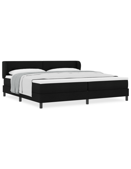 Letto a box con materasso Nero 200x200 cm Tessuto