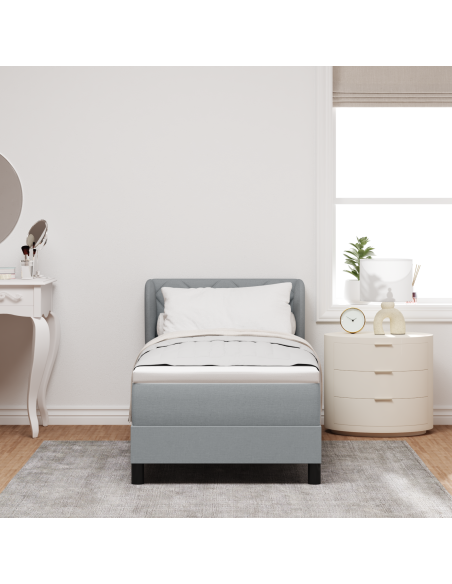 Letto Box Spring con Materasso Grigio Chiaro 80x200 cm Tessuto