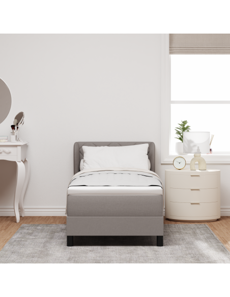 Letto Box Springs con Materasso Tortora 80x200 cm Tessuto