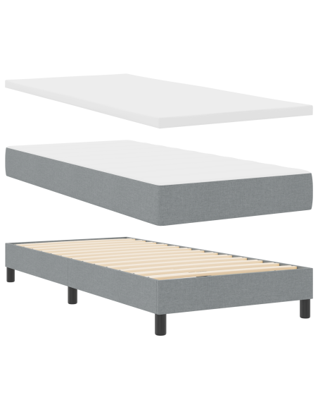 Letto a molle box con materasso - Grigio chiaro, 100x200 cm, Tessuto