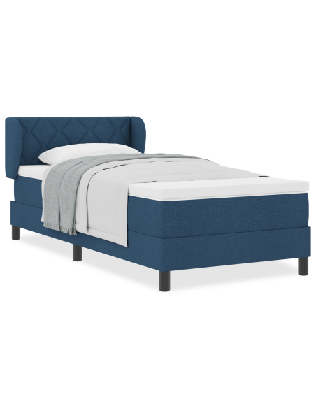 Letto a Molle con Materasso Blu, 100x200 cm, Tessuto