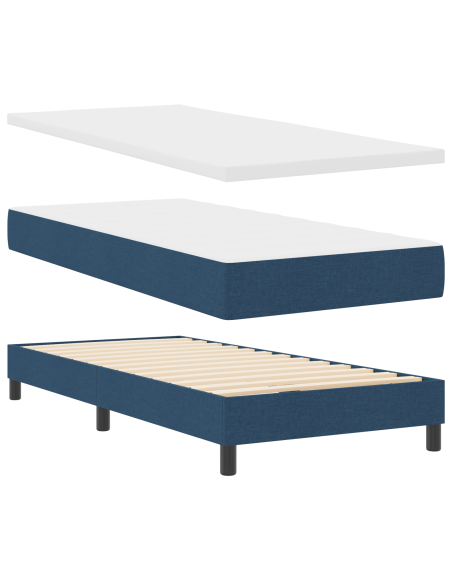 Letto a Molle con Materasso Blu, 100x200 cm, Tessuto