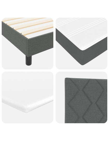 Letto Box Spring  con Materasso - Grigio Scuro, 140x190 cm, Tessuto