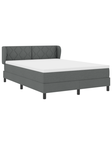 Letto a molle con materasso Grigio scuro 140 x 190 cm Tessuto