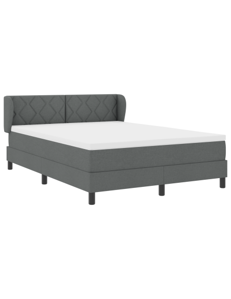 Letto a molle con materasso Grigio scuro 140 x 190 cm Tessuto