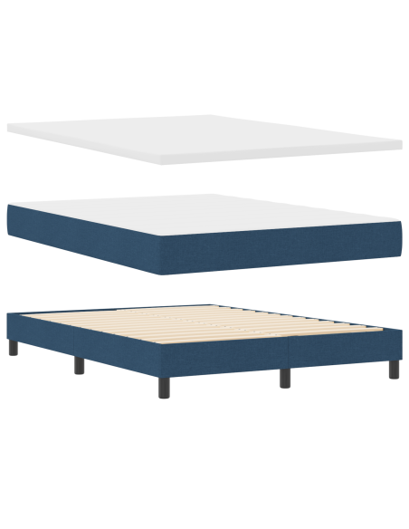 Letto a Rete con Materasso Blu 140x190 cm Tessuto