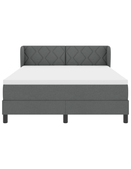 letto box spring  con materasso grigio scuro 140x200 cm in tessuto