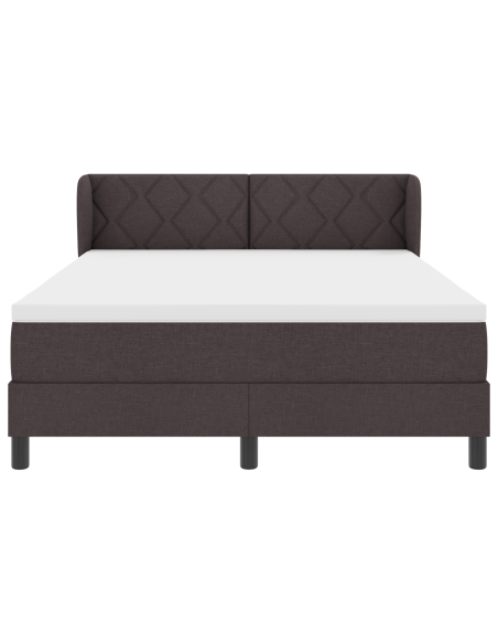 Rete a Doghe con Materasso Marrone Scuro 140x200 cm Tessuto