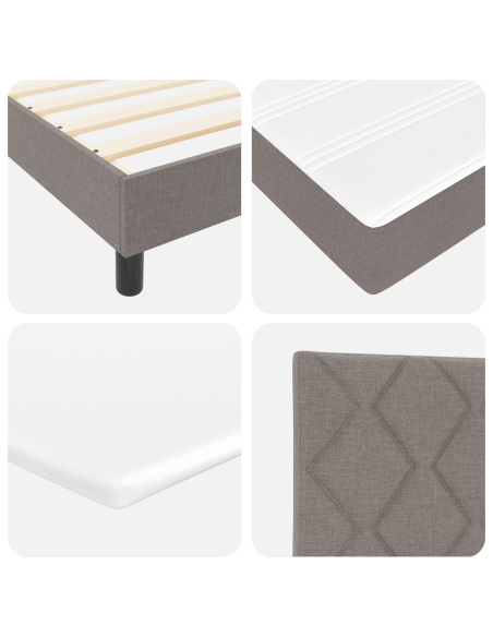 Letto Box Spring con Materasso Tortora 140x200 cm Tessuto
