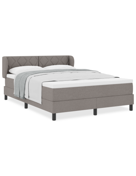 Letto Box Spring con Materasso Tortora 140x200 cm Tessuto