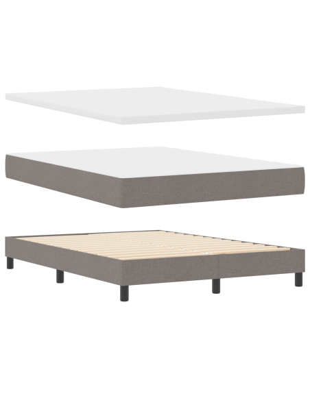 Letto Box Spring con Materasso Tortora 140x200 cm Tessuto