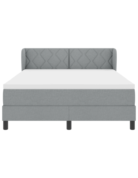 Letto Box Spring con Materasso Grigio Chiaro 160x200 cm Tessuto