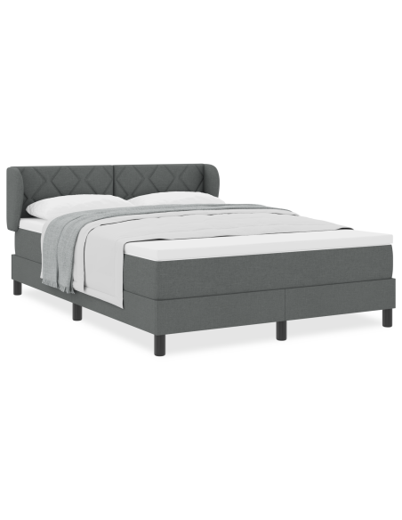 Letto a Doghe con Materasso Grigio Scuro 160x200 cm Tessuto