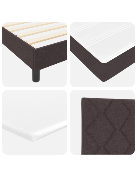 Letto Box Spring con Materasso Marrone Scuro 160x200 cm Tessuto