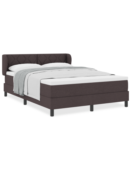 Letto Box Spring con Materasso Marrone Scuro 160x200 cm Tessuto