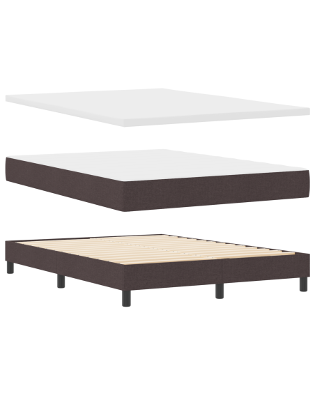 Letto Box Spring con Materasso Marrone Scuro 160x200 cm Tessuto