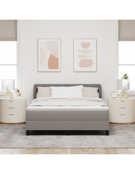 Letto Box Spring con Materasso Tortora 160x200 cm Tessuto